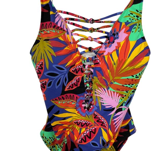 Bleu Rod Beattie Women's Night Safari Lace Down Swimsuit multi 18W - Picture 3 of 10